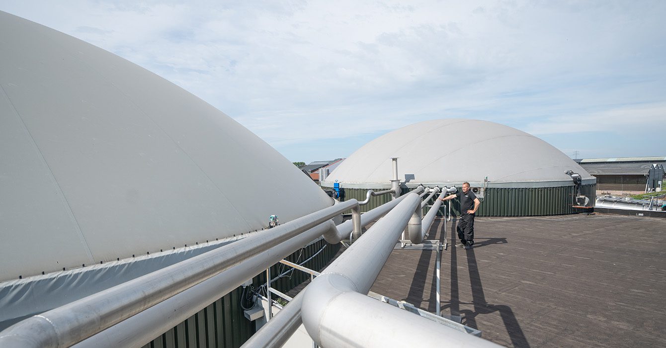 Leidingwerk Op Dak Biogasinstallatie Biogas Leeuwarden