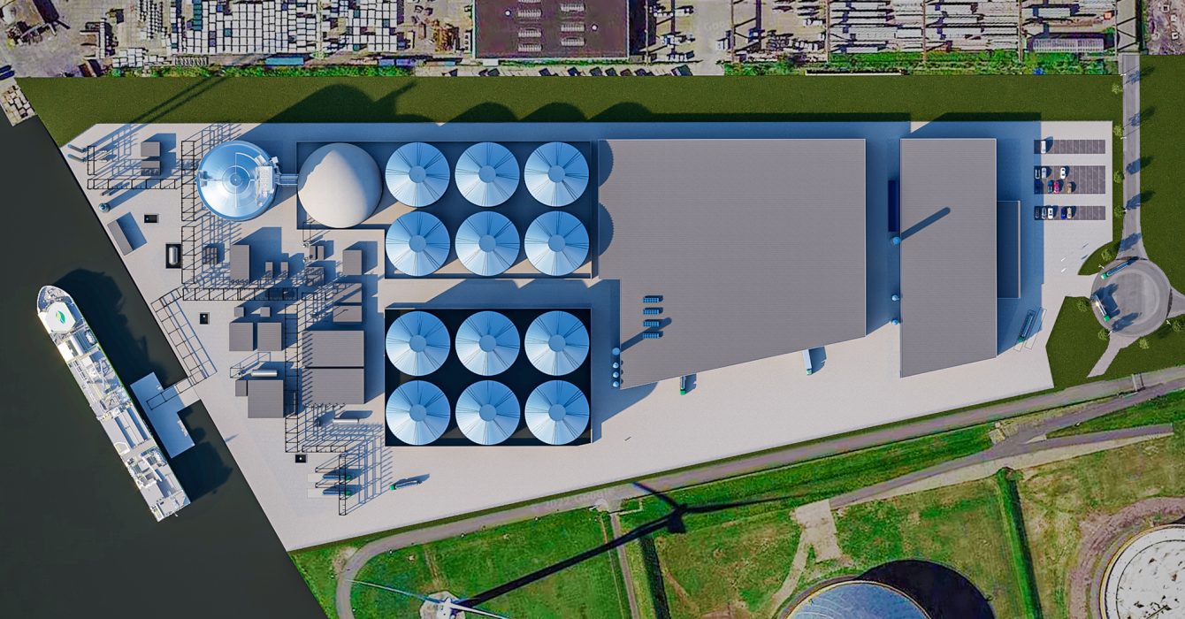 Bovenaanzicht LNG Installatie Titan En BioValue - De Biogasinstallatie In De Amsterdamse Haven