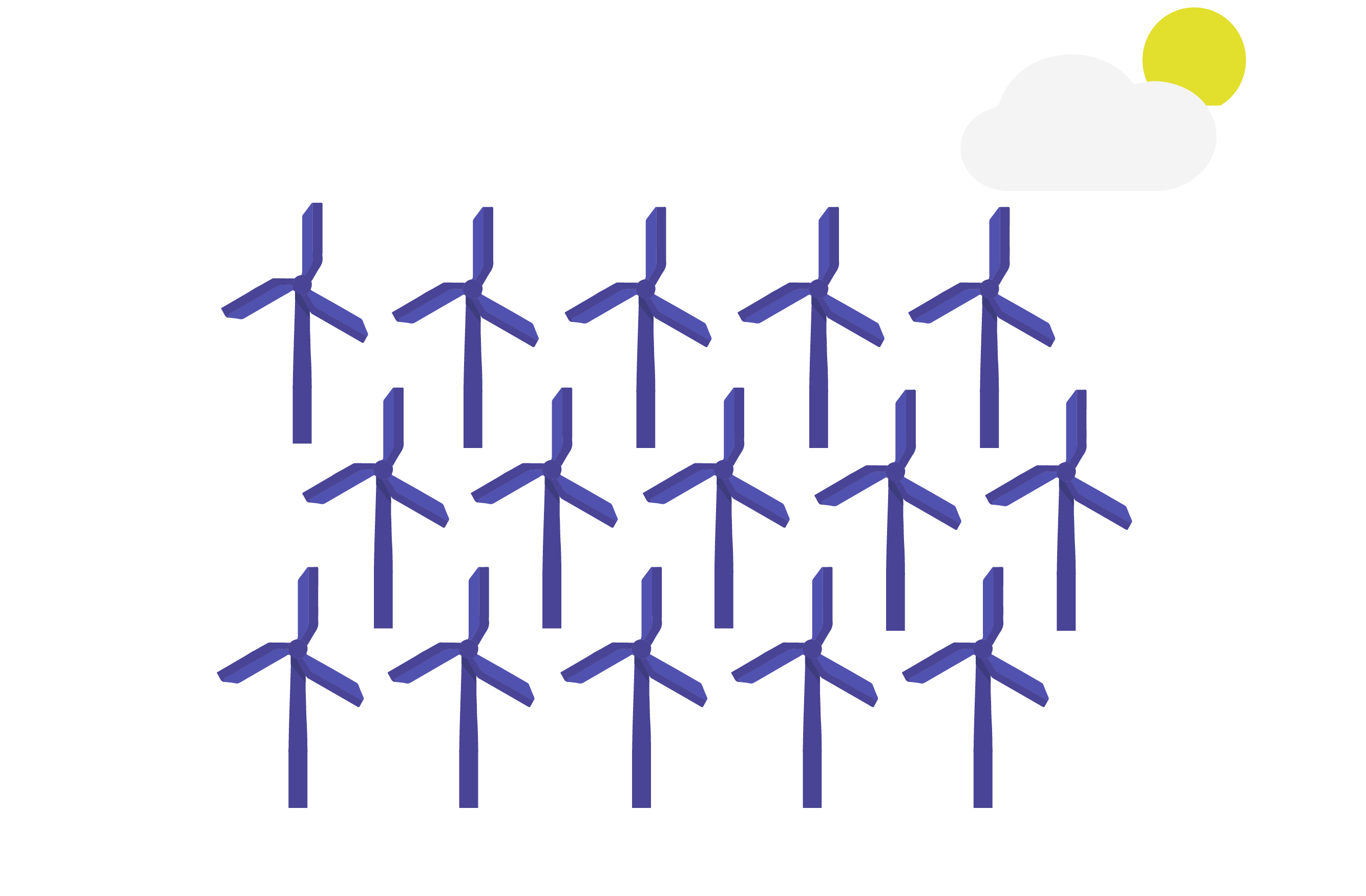 Windmolens impact groen gas Illustratie windmolens